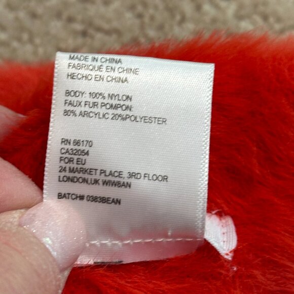 Anthropologie Torri Pommed Beanie Hat Faux Fur Pompom Red Boho Warm Ski Snow - Picture 6 of 9